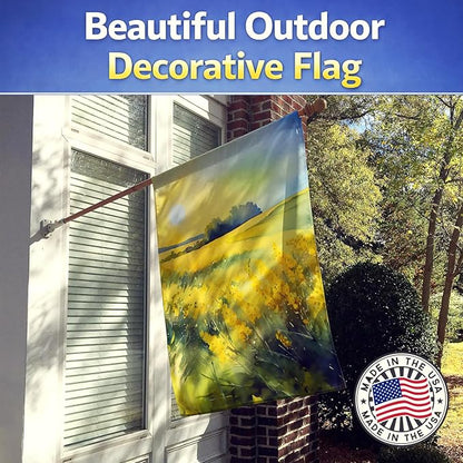 Caroline's Treasures Nebraska Goldenrod in Watercolor House Flag Large Porch Sleeve Pole Decorative Outside Yard Banner Artwork Wall Hanging, Polyester, House Size, Multicolor