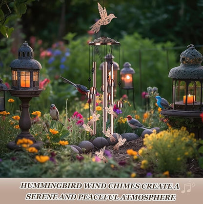 Briwooody Hummingbird Wind Chimes for Outside Hummingbird Gifts for Women Mom Metal Wind Chimes Memorial Birthday Decor for Outdoors Garden Patio Porch Yard Home Decoration
