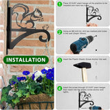 ATKKE Hanging Plant Bracket Hangers Indoor Iron Wall Mount,11” Squirrel Silhouette Ornamental Iron Hangers Hookers for Flower Pot Lantern Bird Feeder Wind Chimes