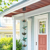 shumi 8.8ft Rain Chain for Gutters Downspouts Outside, 11 Hummingbird Cups with 12 Copper Lotus Rain Chain Cups,Functional and Decorative Replacement for Gutter Downspouts