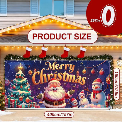 6 x 13 ft Christmas Garage Door Decorations Merry Christmas decorations Xmas Garage Door Cover, Happy New Year Hanging Banner for Home,Outdoor,Indoor,Party (Merry Christmas-Purple, 6 x 13 ft)