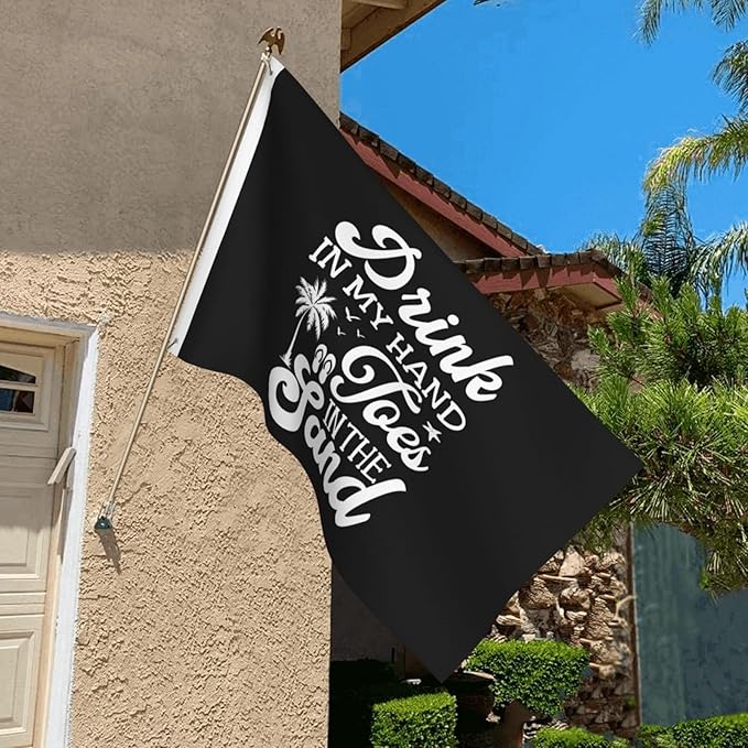 Drink In My Hand Toes In The Sand Flag 3x5 Ft Double Sided Welcome Yard Home Lawn Decoration Banner