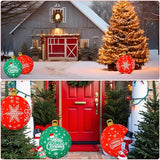 Flasoo 3 Pack Giant Christmas Ornaments, 24 Inch Inflatable Ornaments Balls Outdoor for Christmas Decorations, Giant Outdoor Jingle Bells for Front Door Yard Tree Hanging Decoration