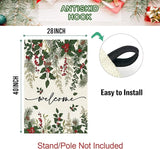 Baccessor Christmas House Flag 28x40 Inch Double Sided Poinsettia Holly Red Berries Floral Welcome Winter Lage Garden Flag Farmhouse Vintage Outside Outdoor Yard Holiday Decoration