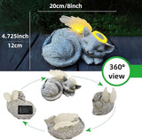 Banax Solar Powered Cat Angel Pet Memorial Tombstone Statue, Big Resin Cat Statue with Angel Wings, Pet Tribute for Tombstone or Outdoor Backyard Garden