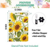 Baccessor Spring Summer Sunflower Garden Flag 12.5 x 18 Inch Double Sided Burlap Summer Yellow Flower Green Leaf Farmhouse Small Yard Flag Summer Holiday Seasonal Outdoor Outside Decoration