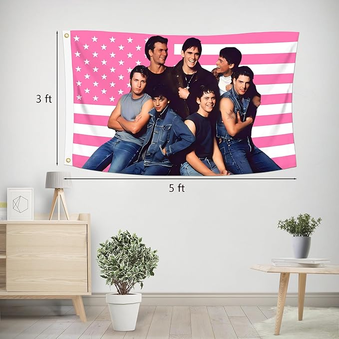 3x5 Foot The Outsiders Decorative Flag with 2 Brass Grommets for Indoor Outdoor, Double Stitched, Wall Hanging Tapestry Room Decor, College Dorm Decorations (PINK AMERICAN, 3x5 ft)
