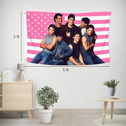 3x5 Foot The Outsiders Decorative Flag with 2 Brass Grommets for Indoor Outdoor, Double Stitched, Wall Hanging Tapestry Room Decor, College Dorm Decorations (PINK AMERICAN, 3x5 ft)