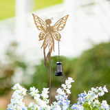 Solar Dancing Fairy Garden Decor, Outdoor Metal Fairy Statues with Stakes, Waterproof Garden Ornament for Patio Lawn Yard, Housewarming Gift for Gardening Mom Grandma