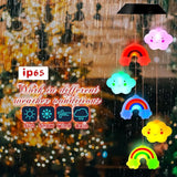 GlikCeil Rainbows Solar Wind Chimes 27.5inch Outside Waterproof Hanging LED for Yard, Pajama Party, Color Changing Lights(Clouds, Rainbows)