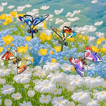 MrMrKura Set of 3 Butterfly Garden Stake Decor, 20" Metal Colorful Butterfly Stakes, Decorative Garden Stakes Glow in Dark Metal Yard Art for Outdoor Lawn Pathway Patio Ornaments