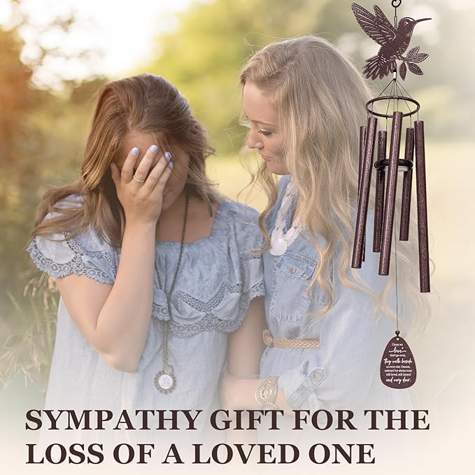 Memorial Wind Chimes for Loss of Loved One, Hummingbird Wind Chimes,Sympathy Gifts for Loss of Loved One, Bereavement Gifts Idea,Home Decor Outdoor Garden Patio (37 in) (Those We)