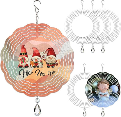 6 Pack 8inch Sublimation Wind Spinner Blanks 3D Aluminum Metal Wind Sculpture Kinetic Spinners for Yard and Garden Indoor Art Ornaments Hanging Decoration (Classics)