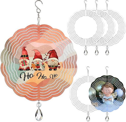 6 Pack 8inch Sublimation Wind Spinner Blanks 3D Aluminum Metal Wind Sculpture Kinetic Spinners for Yard and Garden Indoor Art Ornaments Hanging Decoration (Classics)