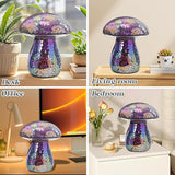 Bshine Mushroom Garden Statue Decoration, Colorful Mosaic Mushroom Sculptures Home Decor, Outdoor Waterproof Handmade Glass for Yard, Path, Lawn Ornaments, Purple