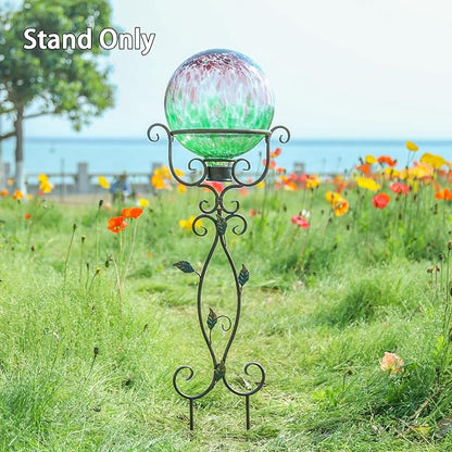 Wonder Solar Gazing Ball Stand Vintage Gazing Globe Stand Metal Gazing Globe Display Stands with Leaves for 8 to 10 Inches Gazing Globes Stand Holder for Outdoor Garden Lawn Yard