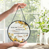 Nana Gifts Suncatchers Stained Glass Window Hanging, Mom Nana Gifts for Mother's Day, Sunflower Sun Catchers Indoor Window, Gift for Mother Grandma, 7.9x7.9in