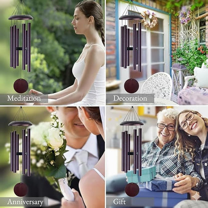 Wind Chimes for Outside Deep Tone, 45" Large WindChimes with 6 Tubes Tuned to E Pentatonic Scale, 100% Rustproof Aluminum, Memorial Gift or Garden, Patio, Porch and Outdoor Decor(Bronze)