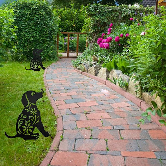 MrMrKura Metal Dog Stakes Garden Decor Stakes Black Dog Silhouette Statue for Outside Metal Dog Decorative Ornaments for Outdoor Garden Home Patio Yard Decor (1 Dog)