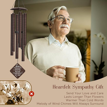32" Wind Chimes for Outside - Metal Memorial Wind Chimes for Loss of Mom Loved One, Sympathy and Bereavement Gift,Ideas, Appropriate Gift Box Poetry Card(Mom)