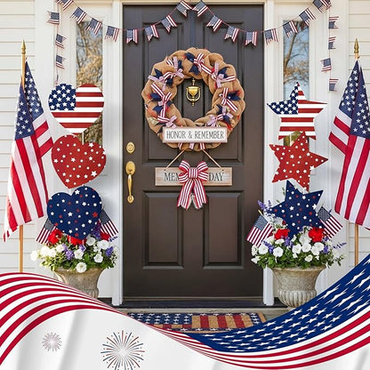 RattanView 6 Pack Outdoor Memorial Day Yard Signs Patriotic Yard Sign with Stakes Red White Blue Stars and Heart Front Porch Decor for Memorial Day Cemetery Lawn Garden Patio Decorations