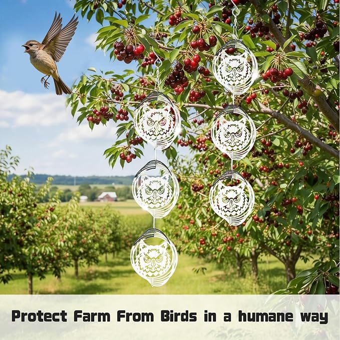 Bird Deterren for Outside Patio, 12 PCS High Reflective Bird Scare Devices Outdoor Decor, 3D Bird Reflectors for Garden, Porch, and Window Decoration