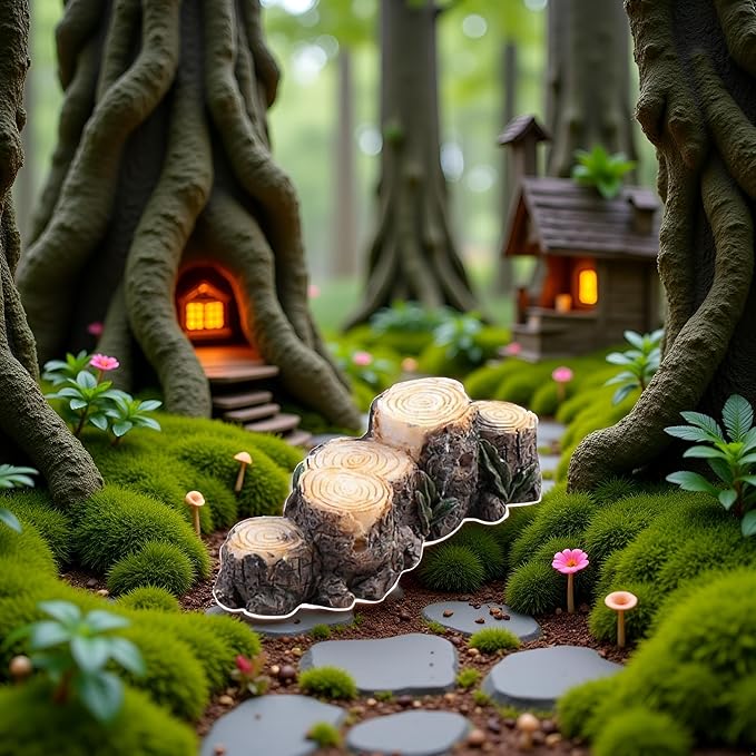 Miniature Resin Stump Micro Landscape Fairy Garden Ornament Mini Doll House Outdoor Landscape Decor Outdoor Statues Garden Sculptures Decor Landscape