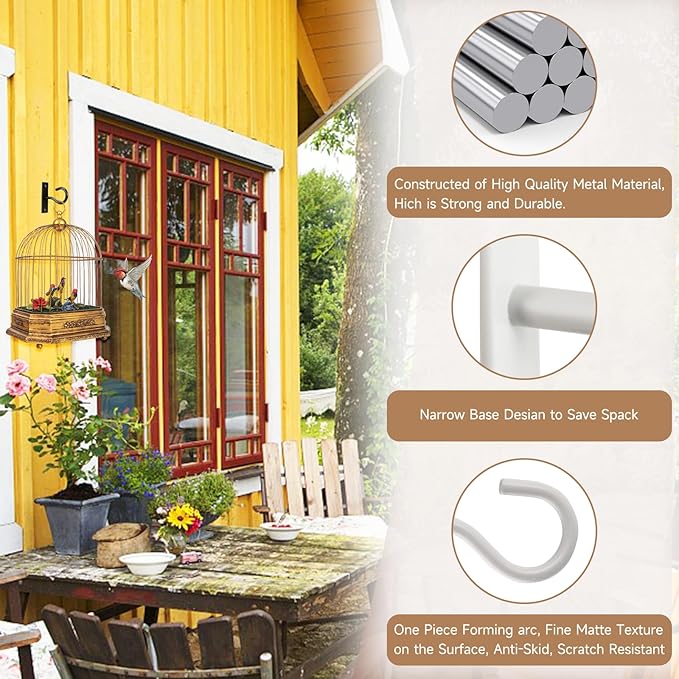 6Pack 2.5Inch Ceiling Hooks for Hanging Plant, Hanger for Indoor and Outdoor Plant Pots Holder, Wall Hook for Planters, Flower Basket, Wind Chimes, Lanterns, Lights, Bird Feeders, Home Decor-White