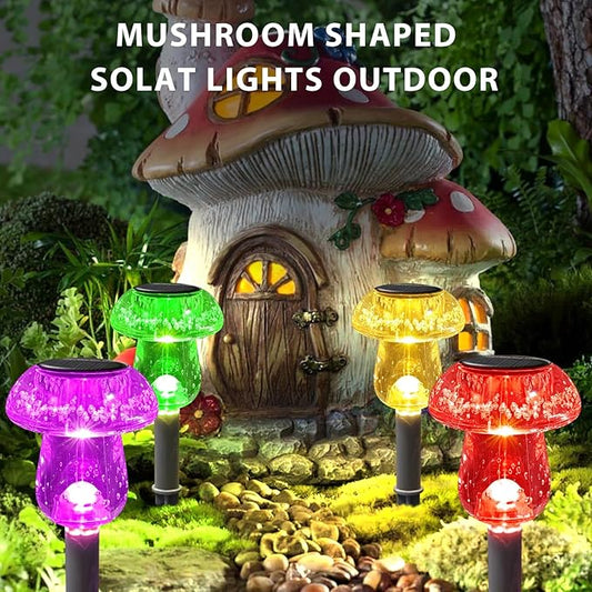 Benany Solar Lights Outdoor, 8 Pack Mushroom Lights Outside Waterproof, Solar Powered LED Lighting for Garden, Yard, Landscape, Path, Pathway, Lawn, Walkway, Driveway, Backyard Decor (Multicolor)