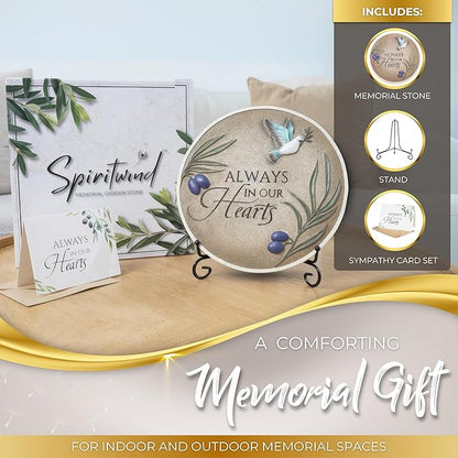 Stunning Garden Memorial Stone with Stand & Sympathy Card (10") - Artist Designed Peace Dove Amongst the Olive Branches - Ideal for Garden Decor, Memorial Gifts & Sympathy Gifts for Loss of Loved One