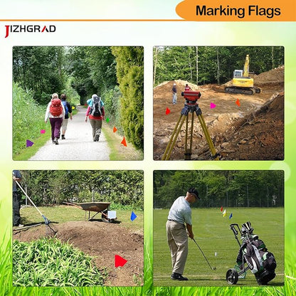 50Pack Blue Marking Flags, JIZHGRAD 15x4x5 Inch Marker Flags Use for Yard & Lawn, Boundary & Dog Training, Survey & Landscape, Sprinkler & Surveyor, Garden & Construction, High Visibility, Sturdy, Versatile, UV & Weather Resistant