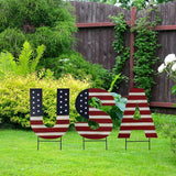 Metal Barn Star Yard Sign Patriotic Garden Stakes Hanging Ornament with Stake Outdoor 4th of July Lawn Decoration Party Supplies USA Flag Decor for Independence Day Memorial Day (F)