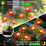 Solar Garden Flower Lights Outdoor,4 Pack Orange Spider Lily Lights with Glowing Stems,Waterproof Fall Decor Solar Yard Decor for Patio Lawn Pathway,Thanksgiving Garden Gifts for Women Mom Grandma
