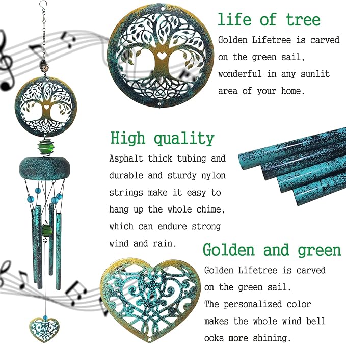 Tree of Life Wind Chimes for Outside, Memorial Gifts for Mom, Outdoor Clearance, Sympathy Gifts for Loss of Loved One, Garden Decor