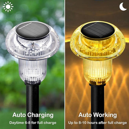 Solar Lights Outdoor 8 Pack Solar Pathway Lights Outdoor 3000K Warm White LED Waterproof Mushroom Lighting Stake for Outside, Yard, Garden, Path, Lawn, Driveway, Patio, Landscape Decorations