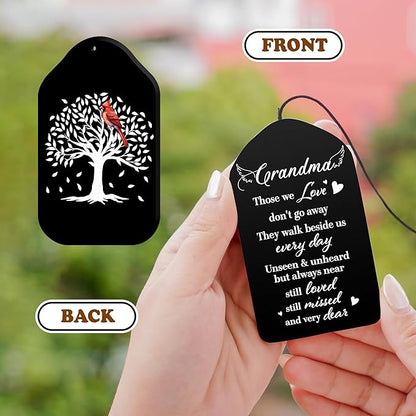 Crystal Sympathy Wind Chimes Loss of Grandma Black Memorial Remembrance Keepsake Grammy Gigi Nanny in Memory Condolence Gift for Family Fiends Funeral Garden Window Outdoor Hanging HW12-RB-GM