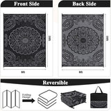 Pauwer Waterproof Outdoor Rug 8x10, Reversible Plastic Straw Patio Camping Rug, Indoor Outdoor RV Mat Carpet for Deck, Camper, Porch, Balcony, Backyard, Picnic, Boho Black Grey