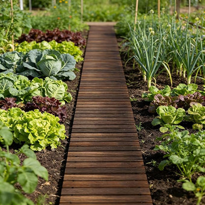 8FT Straight Wooden Garden Pathway Walkway Outdoor Roll Out Decorative Garden Non-Slip Patio Path Decorative Boardwalk Outdoor Road Floor for Backyard Beach Wedding Party