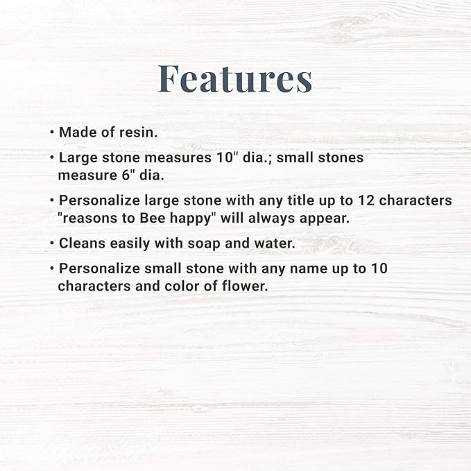 Let's Make Memories Personalized Reasons to Bee Happy Teal Flower Design Garden Stone - Small Bee Garden Decor - 6" Diameter
