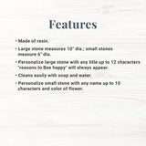 Let's Make Memories Personalized Reasons to Bee Happy Garden Stone - Small Bee Garden Stone - Pink Flower Design - 6" Diameter