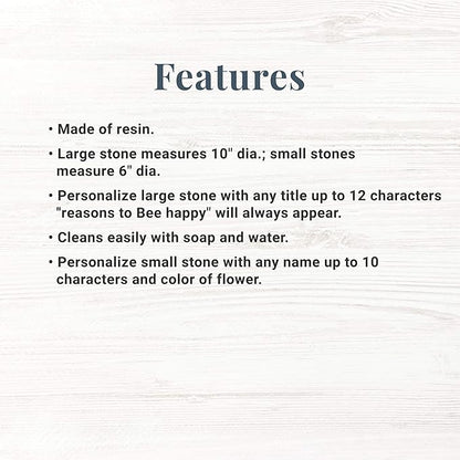 Let's Make Memories Personalized Reasons to Bee Happy Garden Stone - Garden Decor - Purple Flower Design - Small Bee Garden Stone - 6" Diameter