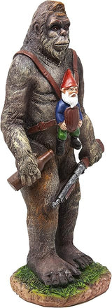 Funny Guy Mugs Bigfoot Garden Statue - Bigfoot and A Gnome - Indoor/Outdoor Garden Gnome Sculpture for Patio, Yard or Lawn