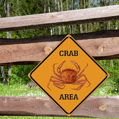 Crab Crossing Xing Sign Beware of Crab Metal Sign Ocean Animal Funny Warning Sign Crossing Zone Sign for Farm Yard Front Door Indoor Outdoor Street Sign 12x12in