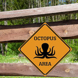Octopus Area Xing Caution Crossing Sign Ocean Animal Aluminum Metal Sign Warning Sign Novelty Road Fence Yard Wall Decor For Indoor Outdoor Highway15x15in