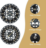 Lily's Home Hanging Verdigris Wall Clock and Dial Thermometer Set, Ideal for Indoor and Outdoor Use, Makes a Great Housewarming Gift, Black (13 Inches)