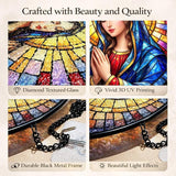 Virgin Mary Suncatcher Window Hanging, 7.8" Stained Glass Mother’s Day Religious Gift for Mom, Grandma and Friends, Catholic Christian Decor for Window, Prayer Room, Sunroom and Office