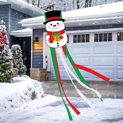 40 Inches Christmas Snowman Windsock Decoration, Hanging Outdoor Winter Decor, Festive Xmas Holiday-Themed Wind Sock Ornament for Garden, Patio, and Yard