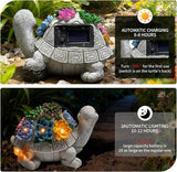 Solar Garden Outdoor Statues Turtle with Succulent and 7 LED Lights -Waterproof Animal Lawn Decor Statue for Patio, Balcony, Yard Ornament for Mom Grandma Women