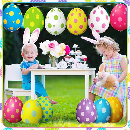 Simgoing 12 Pcs Easter Inflatable Decorations Easter Egg Inflatables Outdoor Decorations Colorful Eggs Decor for Ornament Yard Lawn Garden Holiday Party Indoor Outdoor Decor, 15 Inch (Pastel)