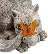Evergreen Garden Baby Dragon Statue with Butterfly Solar Light | 8x7x6 Inches | Solar Dragon Garden Statues and Figurines Outdoor Indoor Decorations for Home